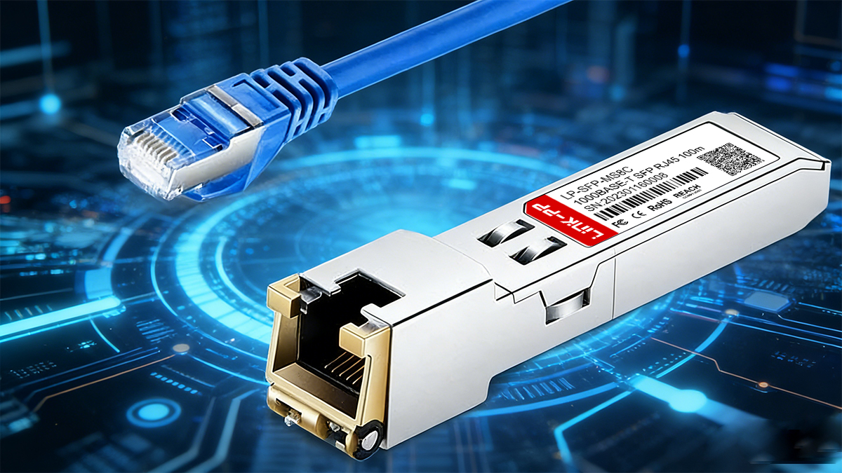 Fiber SFP and copper SFP modules used in Ethernet networks for different distance and cabling requirements