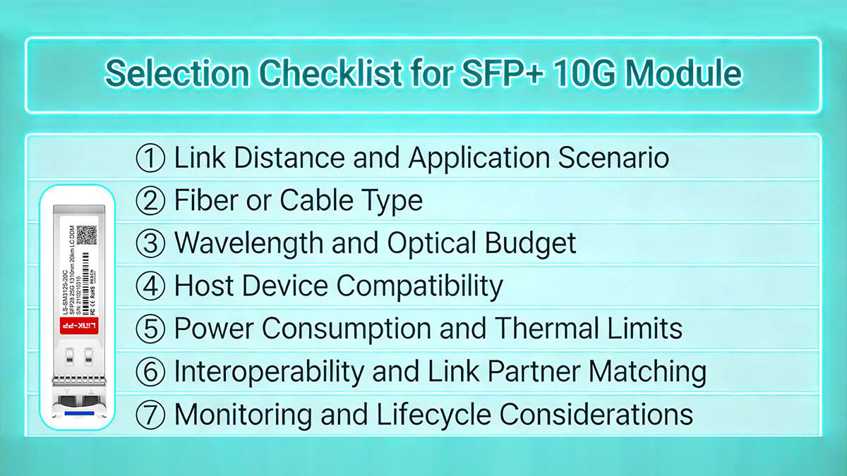 SFP+&nbsp;10G&nbsp;Module Selection